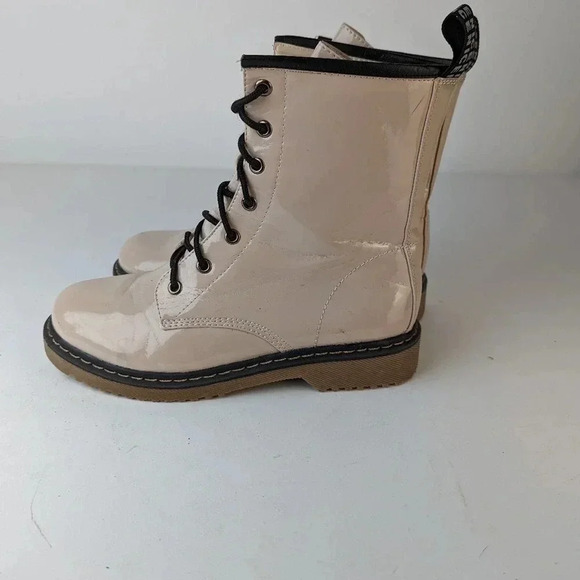 Lady Godiva Vegan Patent Leather Combat Boots - 9 - Picture 4 of 8